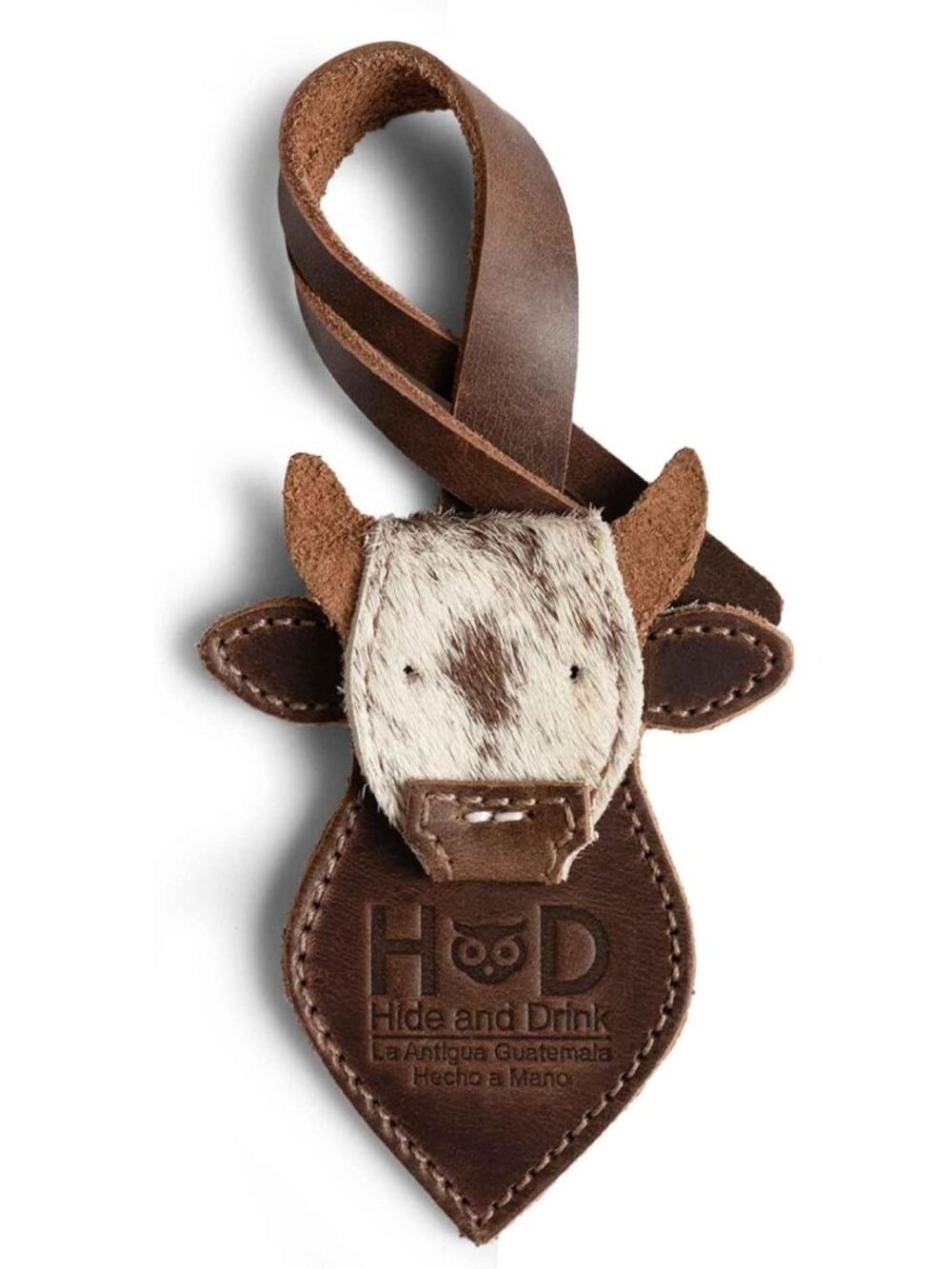Leather Western Cow Head Bag Charm - Stylish Purse & Tote Accessory for Women
